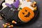 Halloween cookies on a cooling rack