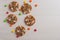 Halloween Cookies with ghosts, spiderweb on wooden table. Fall time, halloween concept