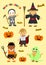 Halloween costume kids illustration with pumkin head