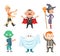 Halloween costumes for kids. Zombie, vampire, witch and funny ghost