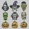 Halloween creatures vintage set