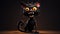 Halloween creepy black cat. Generative AI.