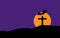 Halloween creepy grave cross and bat in trendy flat and silhouette style and copy space for insert text. Halloween concept.