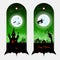 Halloween creepy green vertical banners labels set. Vector illustration.