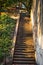 Halloween! Creepy Haunted Stairs with Graffiti covered Stone Wall