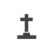 Halloween cross grave vector icon