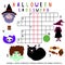 Halloween crossword colorful children game stock vector illustration