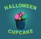 Halloween cupcake monsters cream. Vector cupcake illustration.