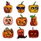 Halloween cute cartoon Pumpkin icons set