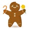 Halloween cute gingerbread. Cartoon cookie vector illustration. Kawaii character