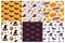 Halloween Cute Vector Seamless Pattern Texture Set