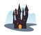 Halloween dark haunted castle icon