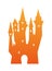 Halloween dark haunted castle orange icon