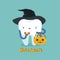 Halloween day of dental, tooth fantacy concept