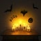 Halloween decoration. Handmade funny candle ghosts.