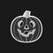Halloween decoration Jack-o-Lantern silhouette. Pumpkin design with scary face on white. Vector illustration. Flat design. Good