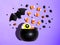 Halloween decorations with witch cauldron