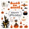 Halloween design elements . Halloween cliparts with traditional symbols
