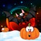 Halloween design pumpkin funny vector illustration shiny