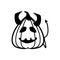 Halloween devil pumpkin with horns and tail line style icon