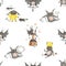 Halloween devils watercolor seamless pattern