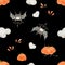 Halloween devils watercolor seamless pattern