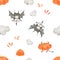 Halloween devils watercolor seamless pattern