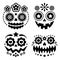 Halloween and Dia de los Muertos skulls and pumpkin faces vector design - Mexican sugar skull style decoration