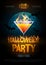 Halloween disco party poster with burning letters and cocktail. Halloween background