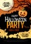 Halloween disco party poster with jack o lantern pumpkin and full moon. Halloween background