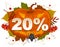 Halloween discount coupon of 20 percent. Halloween pumpkin sale