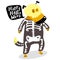 Halloween dog character in skeleton costume with skull and bones