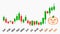 Halloween effect of stock market or cryptocurrency markets. Year end price exploding candlestick chart. Bitcoin December Bull run.