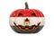 Halloween in Egypt concept. Evil carved pumpkin with Egyptian flag, 3D rendering