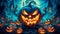 Halloween event backdrop  - a pumpkins with a lit face