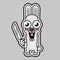 Halloween evil bunny rabbit knife, blade cartoon funny monster.