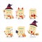 Halloween expression emoticons with cartoon character of award paper