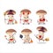 Halloween expression emoticons with cartoon character of brown cap boletus