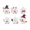 Halloween expression emoticons with cartoon character of ceramic teapot