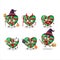 Halloween expression emoticons with cartoon character of green love twirl candy