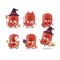 Halloween expression emoticons with cartoon character of ham