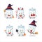 Halloween expression emoticons with cartoon character of id card