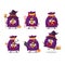 Halloween expression emoticons with cartoon character of magic money sack