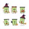 Halloween expression emoticons with cartoon character of money slot