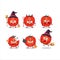 Halloween expression emoticons with cartoon character of slice of tomato