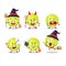 Halloween expression emoticons with cartoon character of tennis ball