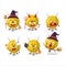 Halloween expression emoticons with cartoon character of term stationery