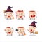 Halloween expression emoticons with cartoon character of thanksgiving tea