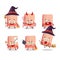 Halloween expression emoticons with cartoon character of towel