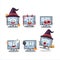 Halloween expression emoticons with cartoon character of among us monitor